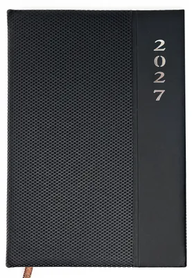 Produktbild von Taschenkalender 2027 A6 - Kalender 1 Woche 2 Seiten mit Softtouch Cover & Leseband, Schwarz