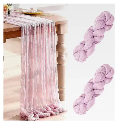 Produktbild von Käsetuch Tischläufer, 2 Stück, 90x300cm Musselin Tischläufer für Hochzeitsdekoration und Geburtstagsparty (Rosa)