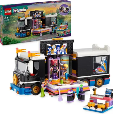 Zdjęcie produktu dla LEGO Friends Autobus koncertowy gwiazdy popu, Zestaw Zabawek Muzycznych do Zbudowania dla 8-latki, z Pojazdem i 4 Minilaleczkami, Pomysł na Prezent dla Dzieci, dla Dziewczynek i Chłopców, 42619