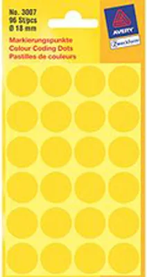 Produktbild von Avery Markierungspunkte, gelb, permanent, Gelb, Kreis, Papier