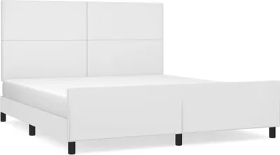 Produktbild von vidaXL Bettgestell mit Kopfteil Weiß 160x200 cm Kunstleder