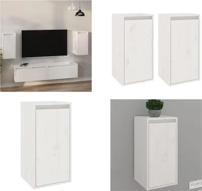 Obrázek produktu pro vidaXL Nástěnné skříňky 2 ks. Bílá 30x30x60 cm masiv borovice - Nástěnná skříň - Nástěnné skříňky - Dřevěná nástěnná skříňka - Nástěnná skříňka