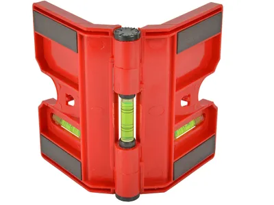 Produktbild von HaWe Pfosten-Wasserwaage 181.06 klappbar, mit 3 Libellen, mit Gummiband und Magnetstreifen 14cm