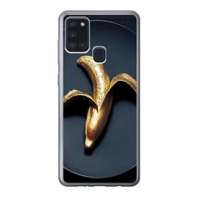 Produktbild von MuchoWow® Handyhülle Schutzhülle Hülle für Samsung Galaxy A21s Goldene Banane auf dunklem Hintergrund Silikon Softcase Handy Hülle - Hartschale