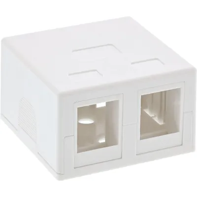 Produktbild von InLine Anschlussdose Aufputz für 2x Keystone RJ45 Buchse, weiß, 50 mm, 30 mm, 50 mm, 23 g, 50 mm, 50 mm