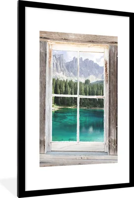 Produktbild von MuchoWow® Gerahmtes Poster Aussicht - Italien - Gebirge 60x90 cm - Poster mit Schwarzem Bilderrahmen Wandposter Rahmen Foto Bilder - Dekoration - Wandposter Wohnzimmer - Hochwertig