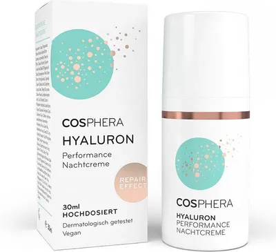 Produktbild von Cosphera Hyaluron Performance Nachtcreme | 30 ml | Feuchtigkeitspflege mit Hyaluronsäure, Natto-Gum & Myramaze® | vegan