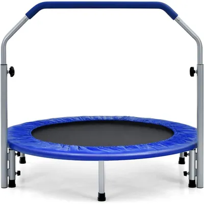 Zdjęcie produktu dla Mini trampolina składana, średnica 101 cm, z uchwytem, do 150 kg, kolor niebieski