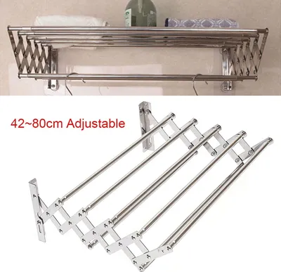 Obrázek produktu pro 42-80cm skládací věšák na oblečení Nástěnný věšák na oblečení Ručníky pro koupelnu / koupelnovou věž