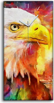 Produktbild von Leinwand Wanduhr Wandkunst Uhr 30x60 Kunst Architektur Vogeladler Stadtraum - weiße Hände