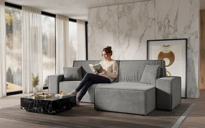Obrázok produktu pre FurMeb24 Rohová pohovka s rozkladacou funkciou a úložným priestorom CLOUD L 274 cm × 107 cm × 83 cm Látka Prime 33