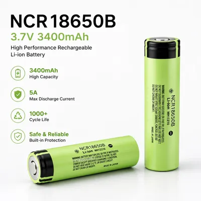 Produktbild von 18650-Li-Ionen-Akkus - NCR18650B - 50 Stück - 3400 mAh - 3,7 V - Wiederaufladbar - Button-Top
