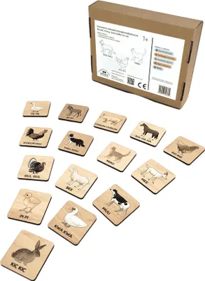 Image de Jouets en bois avec onomatopées - Apprendre à parler : les animaux de la ferme