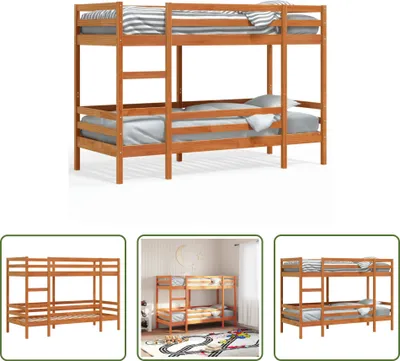 Produktbild von The Living Store Etagenbett Wachsbraun 90x190 cm Massivholz Kiefer