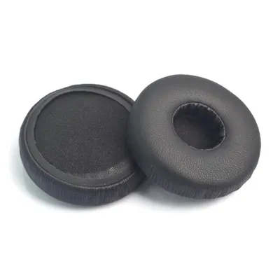 Two black ear pads for headphones are shown on a white background.
