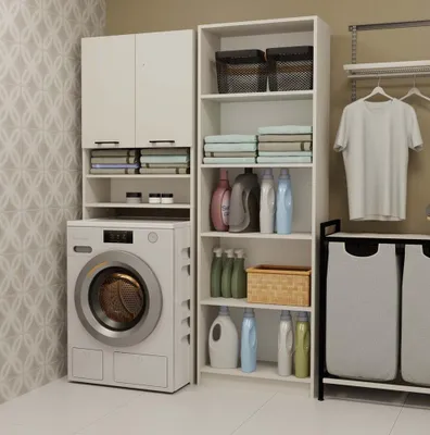 Obrázek produktu pro Koupelnová skříňka na pračku Pola DK kaszmir béžová regál sloupek 180x64x30 cm