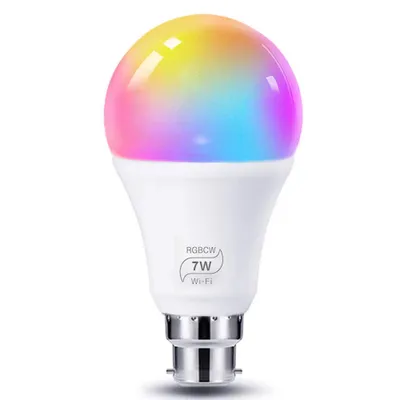 Produktbild von 7W B22 Smart WLAN LED Glühbirne Dimmbar RGB Lampe Intelligente Birne Kompatibel mit Alexa und Google Home