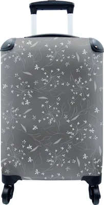 Produktbild von MuchoWow® MuchoWow® Koffer Handgepäck Trolley Rollkoffer Kleine Reisekoffer mit 4 Rollen - Blumen - Weiß - Muster - Cabin Size < 55x40x23 cm & 55x40x20 cm - Fotokoffer - Kabinenkoffer - Boardgepäck -