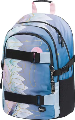 Produktbild von Baagl Schulrucksack Set Mädchen 3 Teilig, Schultasche ab 3. Klasse, Grundschule Ranzen mit Brustgurt, Ergonomischer Schulranzen (Skate Moon)