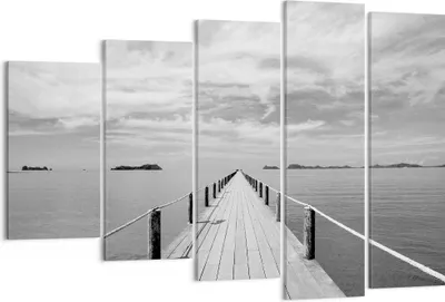 Produktbild von Bild auf Leinwand - Leinwandbild - 5 Teile - Holz Brücke Meer - 150x100cm - Wand Bild - Wanddeko - Wandbilder - Leinwanddruck - Bilder - Wanddekoration - Leinwand bilder - Wandbild - EG150x100-4985