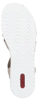 Produktbild von Rieker Damen Sandale mit T-Riemen und maritimem Dekor mit Muscheln V0649, Größe:38 EU, Farbe:Beige