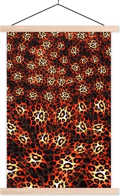 Produktbild von MuchoWow® Textilposter Leopard - Muster - Rot 40x60 cm mit holzfarbenen Rahmen - Poster
