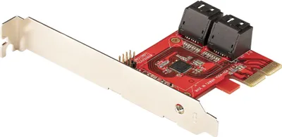 Zdjęcie produktu dla StarTech.com 4P6G-PCIE-SATA-CARD, PCIe, SATA, PCIe 3.0, Czerwony, ASMedia - ASM1164, 6 Gbit/s