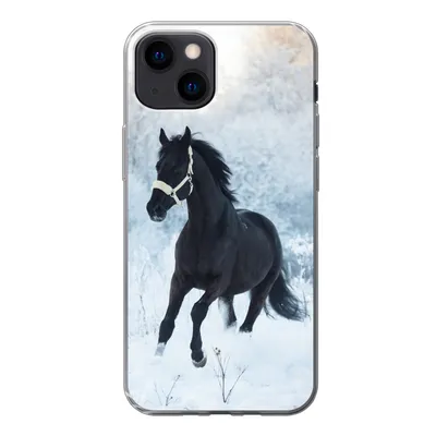 Produktbild von MuchoWow® Handyhülle Schutzhülle Hülle für iPhone 13 mini Pferd - Schnee - Wald Silikon Softcase Handy Hülle - Softcase