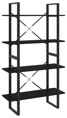 Obrázek produktu pro vidaXL Regál na knihy 4 přihrádky černý 80x30x140 cm výrobek ze dřeva