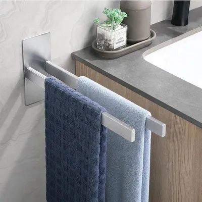 Productafbeelding van Handdoekhouder zonder boren - zelfklevend - 304 roestvrij staal - duurzaam voor badkamer en keuken