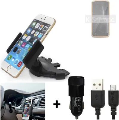 Produktbild von TOP SET K-S-Trade Autohalterung kompatibel mit Cubot Pocket CD Schlitz Halterung KFZ-Halter Radio Handy Halterung 360° drehbar DVD-Schacht inkl.