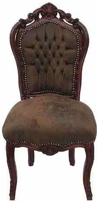 Produktbild von Casa Padrino Barock Esszimmer Stuhl Braun / Braun Lederoptik