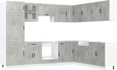 Produktbild von 14-tlg. Küchenschrank-Set Kalmar Betongrau Holzwerkstoff