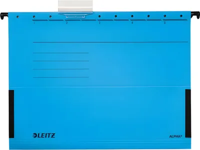 Zdjęcie produktu dla Leitz 1986-00-35 1986 Torba wisząca ALPHA® - z żabkami z boku, karton Pendarec, niebieska