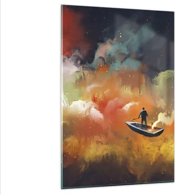 Produktbild von Bilder auf glas - Einteilig - Abstraktion Boot - 80x120cm - Glasbilder - Wandbilder - Bilder - zum Aufhängen bereit - Wanddekoration aus Glas - Glas Bilder - Wandbild auf Glas - GPA80x120-3803