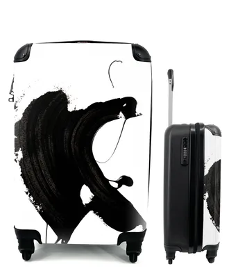 Produktbild von MuchoWow® Koffer Handgepäck Trolley Rollkoffer Kleine Reisekoffer mit 4 Rollen - Schwarz - Farbe - Design - Cabin Size < 55x40x23 cm & 55x40x20 cm - Fotokoffer - Kabinenkoffer - Boardgepäck - Reise-Box - Reisekoffer - Reisegepäck - Koffer mit Bild - Trolley für Kinder
