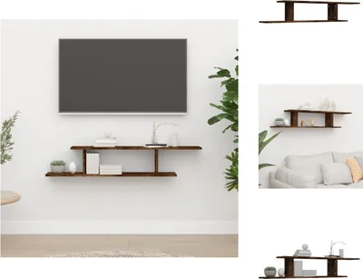 Image de vidaXL Étagère TV murale chêne fumé 125x18x23 cm Bois composite - Étagères murales