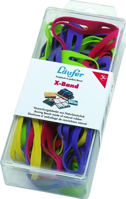 Produktbild von Läufer 59075 Rondella X-Band, elastische Kreuzbänder, Gummibänder 150 x 11 mm, Durchmesser 100 mm, 30g Dose, bunt