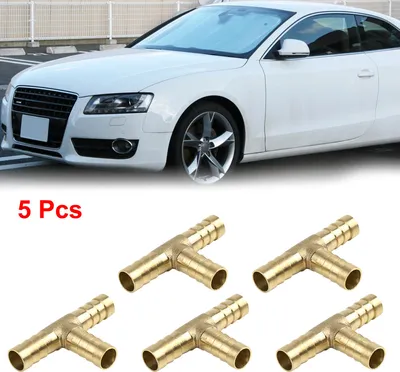 Image de Raccord Laiton 10mm Cannelé 3 Voies Connecteur T Adaptateur pour Tuyau Huile Air Eau 5pcs