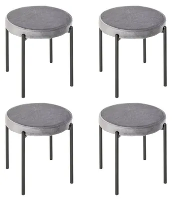 Imagen del producto de Taburete para comedor – Taburete de bar – Taburete de cocina – Taburete apilable – Color gris oscuro, tapizado en terciopelo – Estructura de metal – Compacto