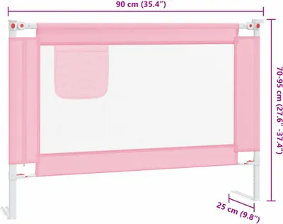 Productafbeelding van vidaXL Beschermrail voor kinderbedje, roze, 90x25 cm, stof