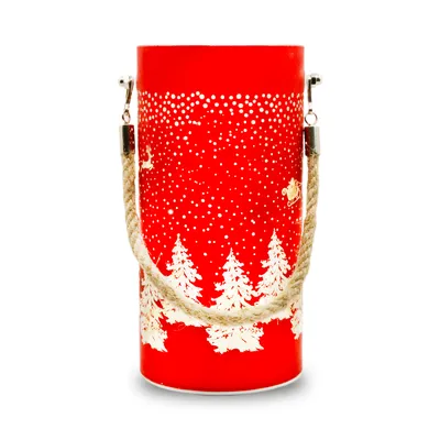Produktbild von Weihnachts-Glaslaterne, Weihnachtsgeschenk FCL-10 rot-gold L Forever Light