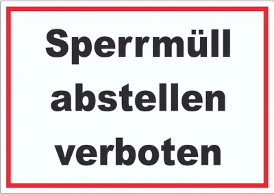 Produktbild von Sperrmüll abstellen verboten Aufkleber A9 (37x52mm)