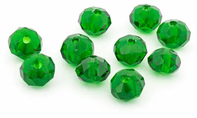 Produktbild von Vintageparts Glasschliffperlen Rondell Dunkelgrün 6,5x5mm 10 Stück