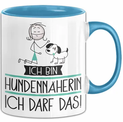 Produktbild von Geschenk für Hundennäherin Tasse Lustige Geschenkidee Geburtstag Ich Bin Hundennäherin Ich Darf Das (Blau)