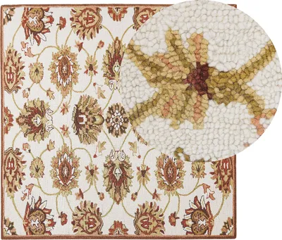 Produktbild von BELIANI Teppich Beige / Braun Wolle 200 x 200 cm Kurzflor Orientalisches Muster Rechteckig Wohnzimmer Schlafzimmer Flur