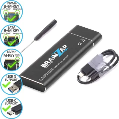 Produktbild von BRAINZAP M.2 M2 NGFF NVMe + SATA III Adaptér externého puzdra na SSD M-Key M+B Key USB-C USB 3