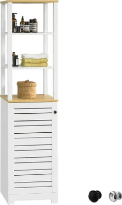 Immagine prodotto di Mobile da bagno - 1 anta - 3 ripiani aperti - 40x160x30 cm - Bianco
