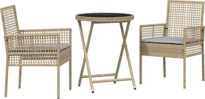 Image de Ensemble bistro de jardin 3 pcs Beige polyrotin