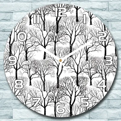 Produktbild von Wanduhr aus Glas Rund fi 30 Bäume Wald Natur Quarz Deko Schlafzimmer Büro